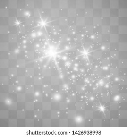 White sparks glitter special light effect. Christmas abstract pattern. Sparkling magic dust particles