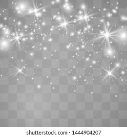 White sparks glitter special light effect. Christmas abstract pattern. Sparkling magic dust particles