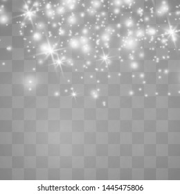 White sparks glitter special light effect. Christmas abstract pattern. Sparkling magic dust particles