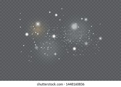 White sparks glitter special light effect. Vector sparkles on transparent background. Christmas abstract pattern. Sparkling magic dust particles