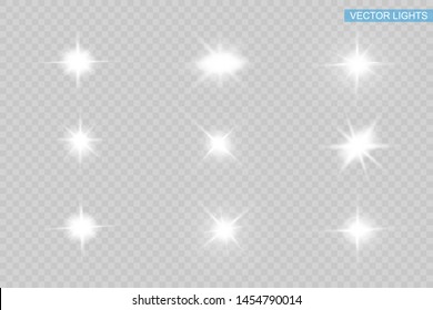 White sparks glitter special light effect. Vector sparkles on transparent background. Christmas abstract pattern. Sparkling magic dust particles