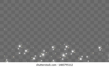 White sparks glitter special light effect. Vector sparkles on transparent background. Christmas abstract pattern. Sparkling magic dust particles