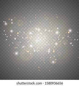 White sparks glitter special light effect. Vector sparkles on transparent background. Christmas abstract pattern. Sparkling magic dust particles