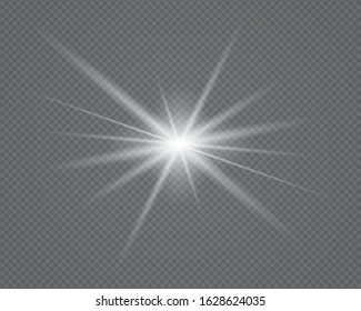 White sparks glitter special light effect. Vector sparkles on transparent background. Christmas abstract pattern. Sparkling magic dust particles