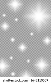 White sparks glitter special light effect. Vector sparkles on transparent background. Christmas abstract pattern. Sparkling magic dust particles