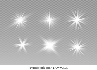 White sparks glitter special light effect. Vector sparkles on transparent background. Christmas abstract pattern. Sparkling magic dust particles