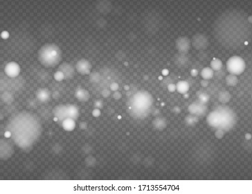 White sparks glitter special light effect.Sparkling magic dust particles. Glittering wave on transparent background.