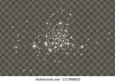 White sparks glitter special light effect. Vector sparkles on transparent background. Christmas abstract pattern. Sparkling magic dust particles