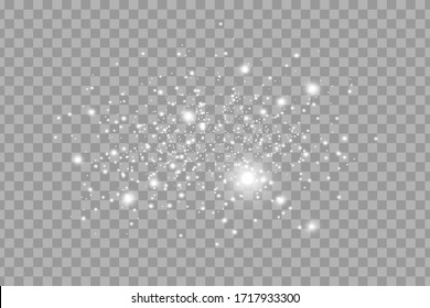 White sparks glitter special light effect. Vector sparkles on transparent background. Christmas abstract pattern. Sparkling magic dust particles 