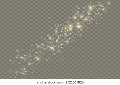 White sparks glitter special light effect. Vector sparkles on transparent background. Christmas abstract pattern. Sparkling magic dust particles.