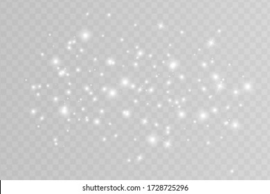 White sparks glitter special light effect. Vector sparkles on transparent background. Christmas abstract pattern. Sparkling magic dust particles 