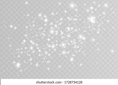 White sparks glitter special light effect. Vector sparkles on transparent background. Christmas abstract pattern. Sparkling magic dust particles 