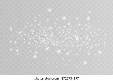 White sparks glitter special light effect. Vector sparkles on transparent background. Christmas abstract pattern. Sparkling magic dust particles 