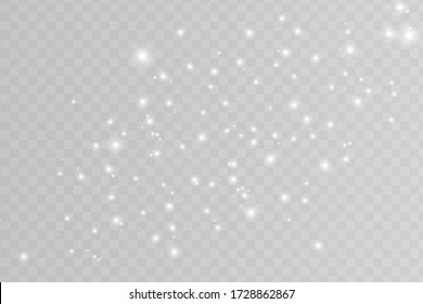 White sparks glitter special light effect. Vector sparkles on transparent background. Christmas abstract pattern. Sparkling magic dust particles 