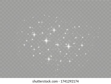 White sparks glitter special light effect. Vector sparkles on transparent background. Christmas abstract pattern. Sparkling magic dust particles
