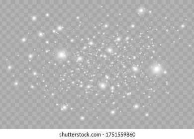 White sparks glitter special light effect. Vector sparkles on transparent background. Christmas abstract pattern. Sparkling magic dust particles 