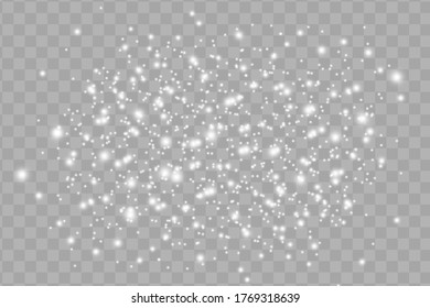 White sparks glitter special light effect. Vector sparkles on transparent background. Christmas abstract pattern. Sparkling magic dust particles
