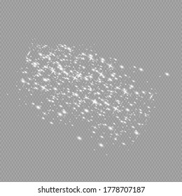 White sparks glitter special light effect. Vector sparkles on transparent background. Christmas abstract pattern. Sparkling magic dust particles
