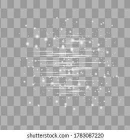 White sparks glitter special light effect. Vector sparkles on transparent background. Christmas abstract pattern. Sparkling magic dust particles