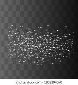 White sparks glitter special light effect. Vector sparkles on transparent background. Christmas abstract pattern. Sparkling magic dust particles 