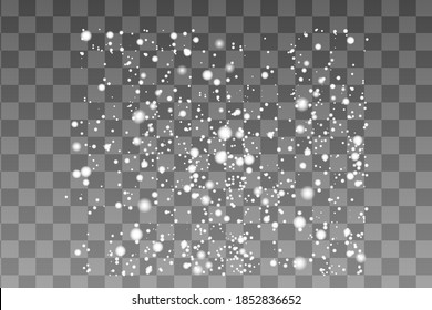 Las chispas blancas brillan con un efecto especial de luz. El vector brilla sobre un fondo transparente. Patrón abstracto de Navidad. Partículas mágicas mágicas de polvo 