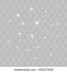 White sparks glitter special light effect. Vector sparkles on transparent background. Christmas abstract pattern. Sparkling magic dust particles 