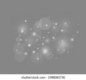 White sparks and glitter special light effect. Glow light effect.
