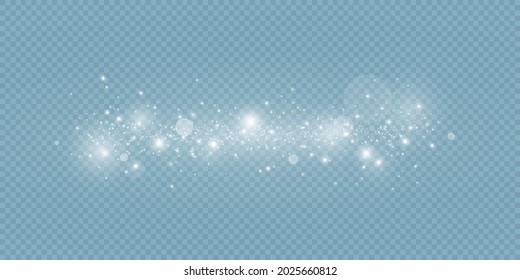 White sparks and glitter special light effect. Glow light effect.