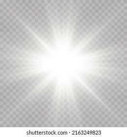 White sparks glitter special light effect. Vector transparent sunlight special lens flare light effect. PNG