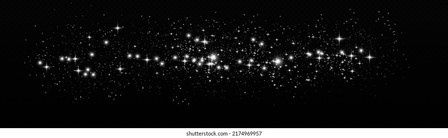 White sparks glitter special light effect. Vector sparkles on transparent background. Christmas abstract pattern. Sparkling magic dust particles