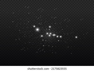 White sparks glitter special light effect. Vector sparkles on transparent background. Christmas abstract pattern. Sparkling magic dust particles