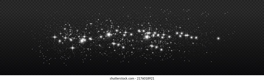 White sparks glitter special light effect. Vector sparkles on transparent background. Christmas abstract pattern. Sparkling magic dust particles