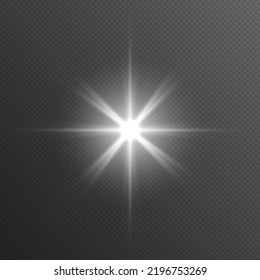 White sparks glitter special light effect. Set of flashes, star burst and sparkles. Sun glare on transparent background. Shine gradient sparkle, bright flare. White glowing lights explodes. Vector