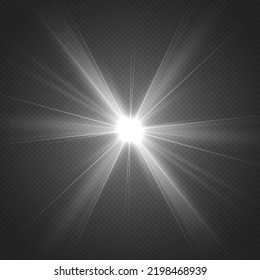 White sparks glitter special light effect. Set of flashes, star burst and sparkles. Sun glare on transparent background. Shine gradient sparkle, bright flare. White glowing lights explodes. Vector