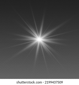 White sparks glitter special light effect. Set of flashes, star burst and sparkles. Sun glare on transparent background. Shine gradient sparkle, bright flare. White glowing lights explodes. Vector