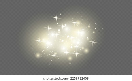 White sparks glitter special light effect. Vector sparkles on transparent background. Christmas abstract pattern. Sparkling magic dust particles