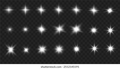 White sparks glitter special light effect. Vector sparkles on transparent background. Christmas abstract pattern. Sparkling magic dust particles.	