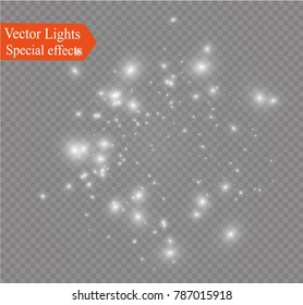 White sparks glitter special light effect. Vector sparkles on transparent background. Christmas abstract pattern. Sparkling magic dust particles