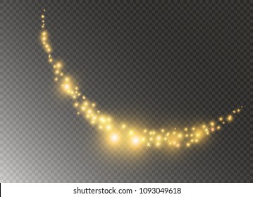 White sparks and golden stars glitter special light effect. Vector sparkles on transparent background. Christmas abstract pattern. Sparkling magic dust particles