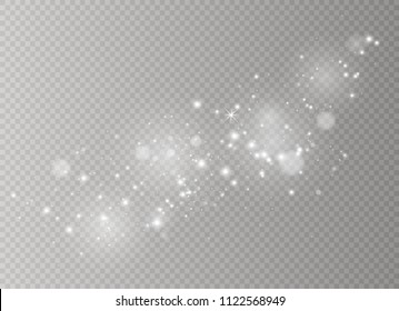 White sparks and golden stars glitter special light effect. Vector sparkles on transparent background. Christmas abstract