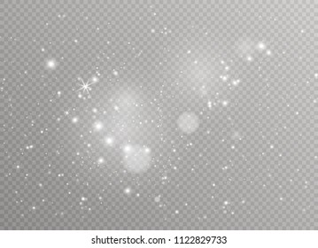 White sparks and golden stars glitter special light effect. Vector sparkles on transparent background. Christmas abstract