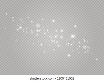 White sparks and golden stars glitter special light effect. Vector sparkles on transparent background. Christmas abstract pattern. Sparkling magic dust particles