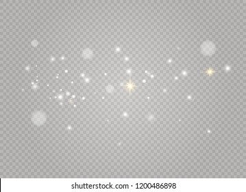 White Sparks And Golden Stars Glitter Special Light Effect. Vector Sparkles On Transparent Background. Christmas Abstract Pattern. Sparkling Magic Dust Particles