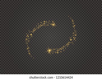 White sparks and golden stars glitter special light effect. Vector sparkles on transparent background. Christmas abstract pattern. Sparkling magic dust particles