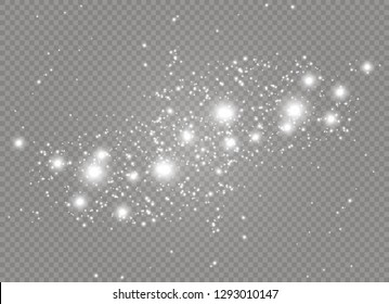 White sparks and golden stars glitter special light effect. Vector sparkles on transparent background. Christmas abstract pattern. Sparkling magic dust particles