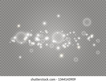 White sparks and golden stars glitter special light effect. Vector sparkles on transparent background. Christmas abstract pattern. Sparkling magic dust particles
