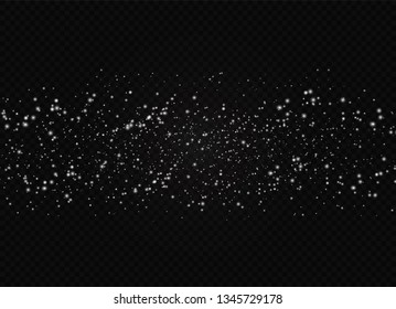 White sparks and golden stars glitter special light effect. Vector sparkles on transparent background. Christmas abstract pattern. Sparkling magic dust particles