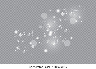 White sparks and golden stars glitter special light effect. Vector sparkles on transparent background. Christmas abstract pattern. Sparkling magic dust particles