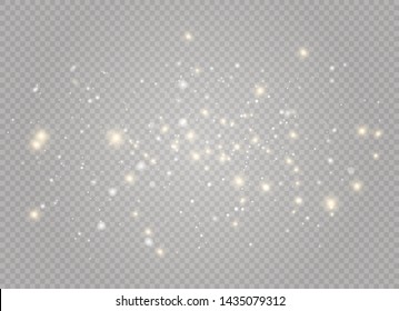 White sparks and golden stars glitter special light effect. Vector sparkles on transparent background. Christmas abstract pattern. Sparkling magic dust particles