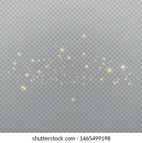 White sparks and golden stars glitter special light effect. Vector sparkles on transparent background. Christmas abstract pattern. Sparkling magic dust particles